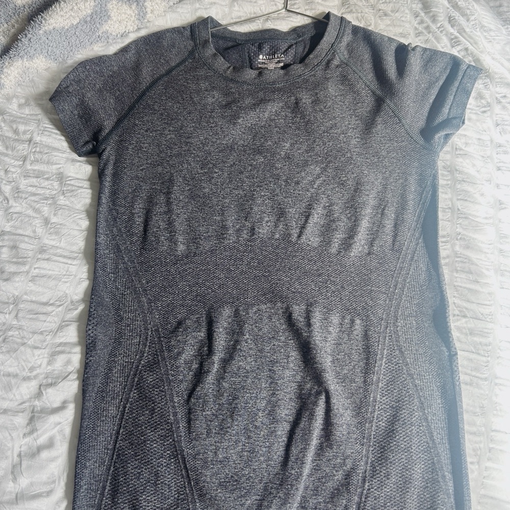 Gray Short Sleeve Athletic Top